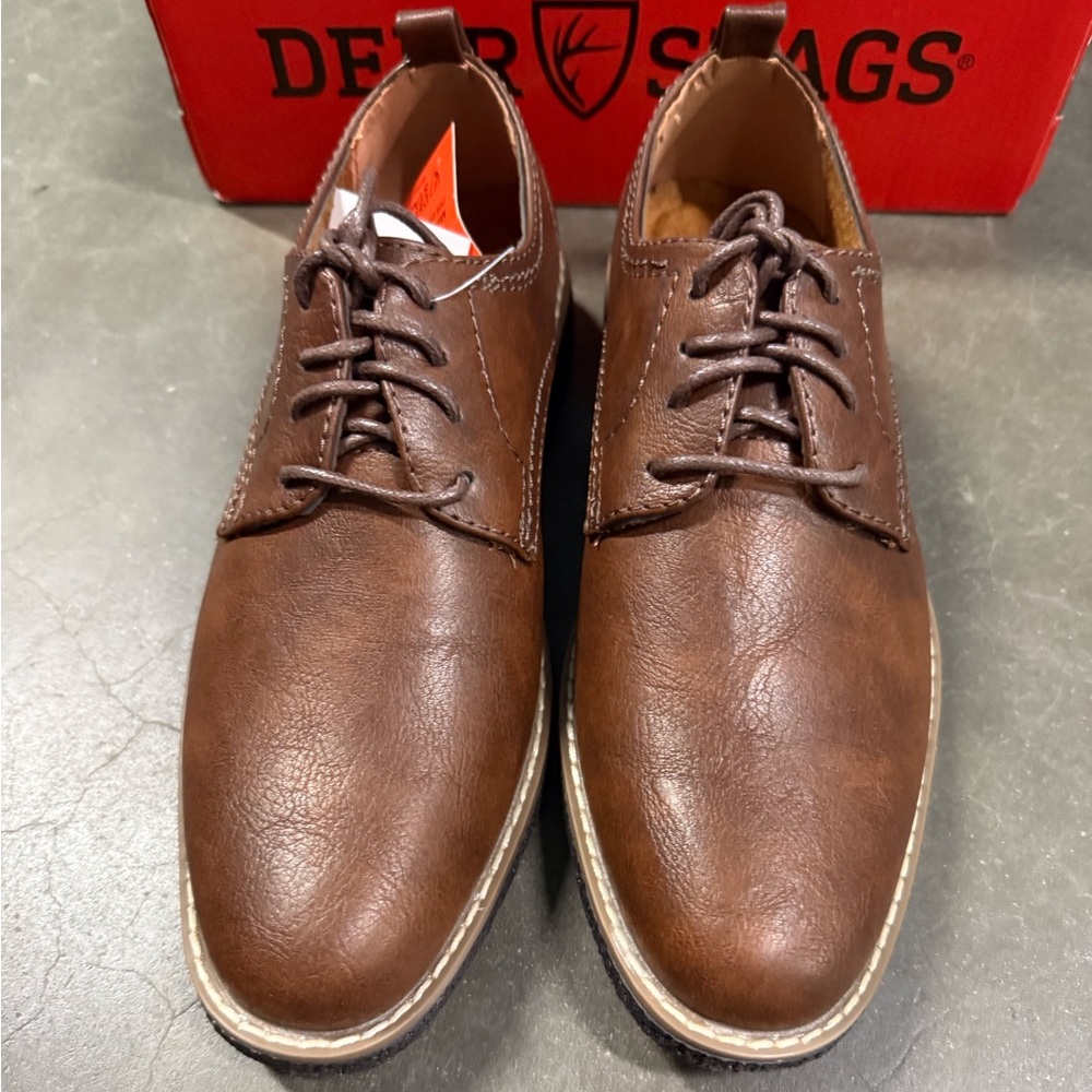Deer Stags' Zander Lace-up Dress Comfort Oxford -Brown/Dark Brown Size 2.5 NIB